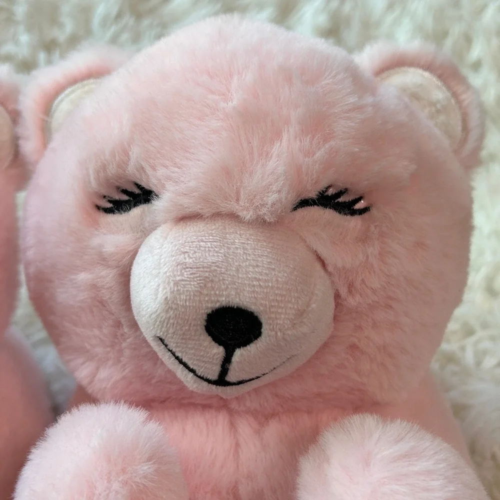 Old Navy Faux-Fur Pink Teddy Bear Critter Soft Plush Slippers for Girls XL (3-4)
